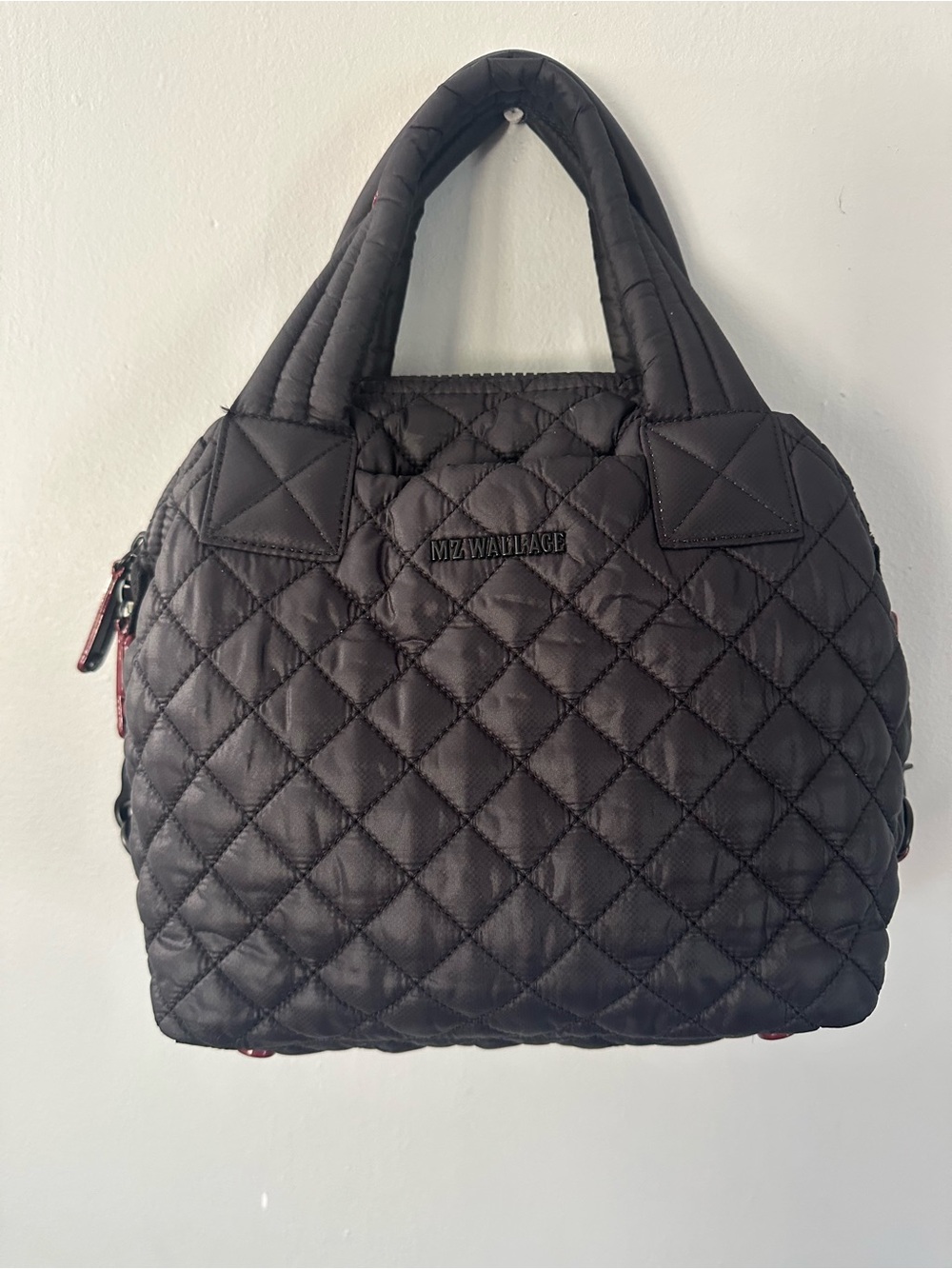 MZ Wallace Small Sutton Quilted Black Nylon Tote